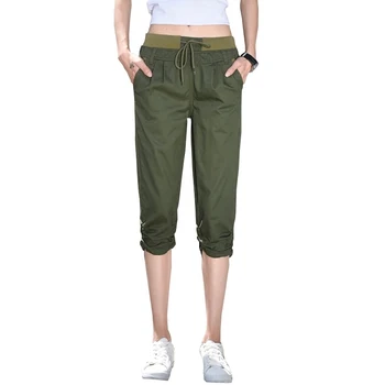 Elastne Vöökoht Naiste Capris Püksid Suvel 2020 Pluss Suurus Naiste Vabaaja Värviga Capris Vasika Pikkusega Püksid
