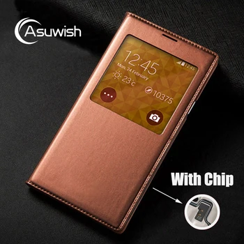 Flip Cover Leather Case For Samsung Galaxy S5 S 5 Galaxys5 Samsungs5 SM G900 G900F G900FD SM-G900F SM-G900 Smart Vaata Telefoni Puhul