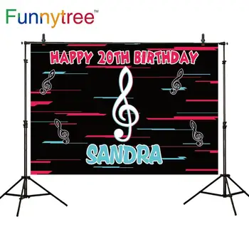 Funnytree Õnnelik 20. Sünnipäeva muusikaline Taust märkus märk Taustaks Tapeet Photocall Photozone Foto Stuudio Kujundusest Banner