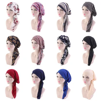 Helisopus Uus Moslemi Naiste Pre-Seotud Turban Daamid Trükitud Beanies Mütsid Vähk Juuste Mähkida Headscarf Hijabs Juuksed Tarvikud