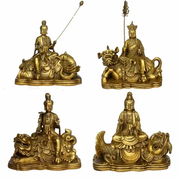 Hiina puhas vask neli Bodhisattva Guanyin Manjusri Tiibeti Bodhisattva Samantabhadra ornament Orbiidi dekoratiivne kunst
