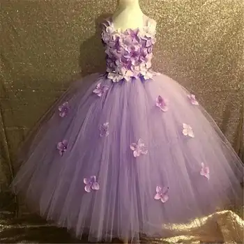 Hydrangea Lill Tutu Tüdrukute Kleit Elegantne Baby Girl Dress Lilled, Tüdrukud Pahkluu Pikkus Pulmi, Sünnipäeva Pall kleit Kleit