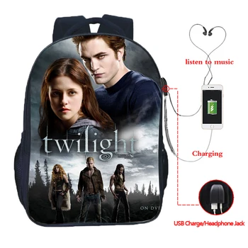 Ilus Twilight USB Eest Seljakott Mehed Naised Poisid Tüdrukud Seljakott Mood Seljakott Ilus Edward Cullen seljakott