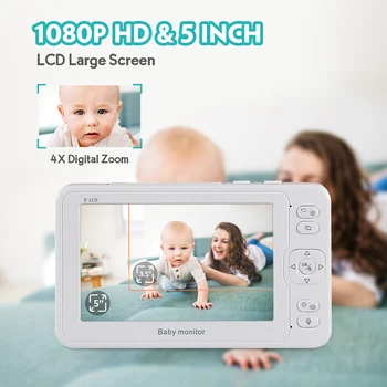 INQMEGA 5 tolline Video beebimonitor Öise Nägemise 1 Ekraani 2/3 Valve Kaamera 1080P Turvalisuse Kaamera Lapsehoidja Babyfoon