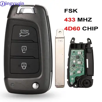 Jingyuqin Remote Auto Võti FSK-4D60 KIIP Hyundai i20 i30 i40 i40 ix25 tucson verna solaris elantra aktsent 433mhz