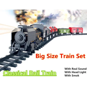 Jõulud Suur Suurus Klassikaline mänguasjad Akuga Raudtee Raudtee Rongi 212*92 Elektriline Mänguasi Raudtee Auto Heli Suitsetamine Rong