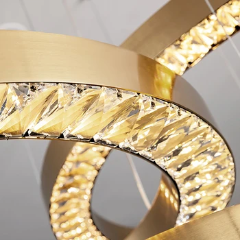 Kaasaegne led-kristall-lühter eest elutuba luksus harjatud kuld sõrmus cristal lamp magamistuba, söögituba teenetemärgi põhjal võistluskalendri