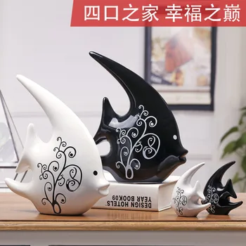 Kaks elutuba teenetemärgi Kodu Sisustamiseks Bei ehted kingitus keraamika must ja valge paar kiss kala Põhjamaade stiilis keraamika