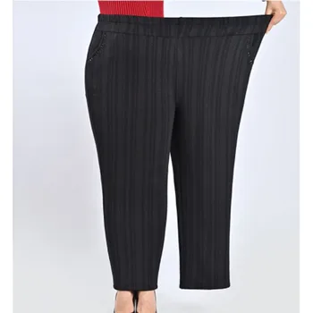 Kevad-Sügis keskealiste Naiste Püksid Uus Venitada Kõrge Vöökoht Püksid Suurus 8XL Talvel Soe Vabaaja Naiste Pikad Püksid J64