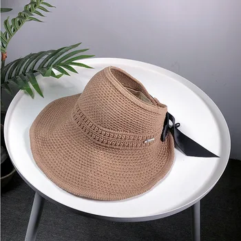 Kevadel ja suvel kokkupandav vibu sport tühi õled müts päikese kaitseks päikese müts, retro vacation beach müts