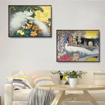 Kodu Kaunistamiseks Print Lõuend Seina Art Pilt Maalid Õli Raamimata Joonised Valge Linnud Paabulind Papagoi kraana