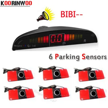 KOORINWOO Auto detektor Auto parkimise andurid 6 Ees ja taga Radarid Monitor LCD-Parktronic Parkimise Andurid bibi Alarm Buzzer AUTO