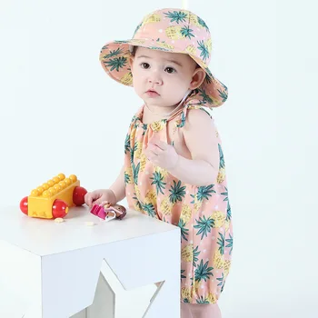 Korea Väikelapse Beebi Tüdruk Komplekti Müts&romper Prindi Magus Tunked Baby Clothings