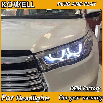 KOWELL Car Styling Toyota Highlander Pesuseade-Uus Kluger LED Vilkur päevatuled Objektiivi Double Beam H7 HID Xenon