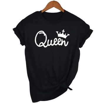 Kuninganna Paarid Naiste T-Särk Crown Trükkimine Paar Riided Suve Riided 2020 Vabaaja Ümber Kaela Tops Armastavad Daamid Tee Särk
