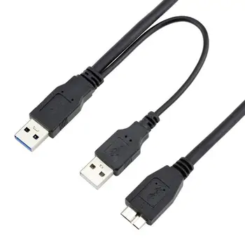 Kvaliteetne Kahe USB 3.0 Meeste ja Micro-USB-3 Y-Cable for Mobile Hard Disk Drive