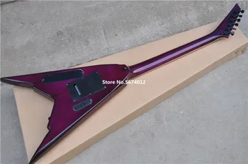 Kõrge kvaliteediga kohandatud versiooni, lilla sobitada kahvel õhusõiduki erilise kujuga elektriline kitarr double swing bridge must juurdepääsu
