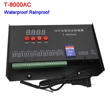 LED kontroller T-8000AC SD-Kaardi Kontroller WS2801 WS2811 LPD8806 8192 Pikslit DC5V veekindel Veekindel töötleja AC110-240V