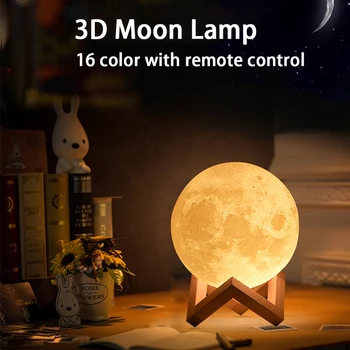 Led Night Light 3D Kuu Lamp 16 Värvi Muuta Valguse Touch lava lamp Laetav Laste Valgustus Öö Lambi Home Decor