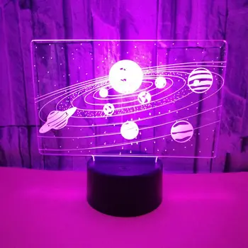 LED Night Light 7 Värvi Muuta päikesesüsteemi 3DOptical Illusioon Lamp Universumi Ruumi Galaxy Lastele jõulukingiks Kodus Magamistuba D