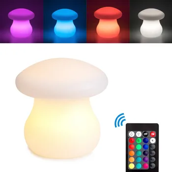 LED night light USB laetav seene laud laua lamp RGB Ujuvad IP68 väljas veekindel decor tuled koos puldiga