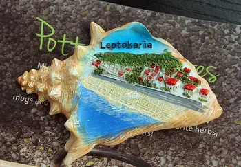 Leptokaria Kreeka Turistide Reisi Suveniiride Conch Kujuline 3D Vaik Külmik Külmiku Magnet Käsitöö KINGITUS IDEE