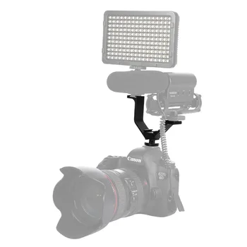 LIHTNE KAPUUTS EVB-105 DSLR Kaamera Mount Triple kinnituskoha V-kuju Mount Bracket LED Video Tuled Mikrofonid - Must