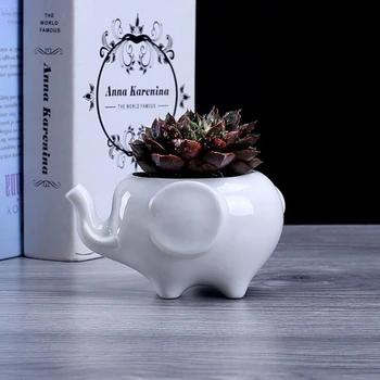Lillepott istutus-Valge elevant keraamiline pote de vidro müügiks aed potid lill vasi macetas pot fleur bonsai potid