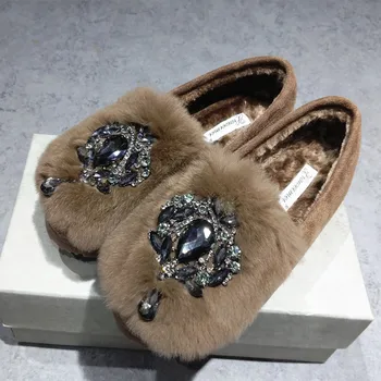 Luksus Glitter rhinestone moccasins daamid korter kontsad platvorm palus mokassiinkingad mugavuse tõsta-on espadrilles sooja talve kingad naistele