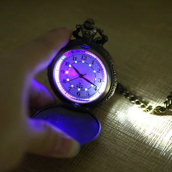 Luksuslik Kuldne Tim Burton Nightmare Enne Jõule Helendav LED Kvarts Pocket Watch Fashion Vabaaja Flash taskukella Kingitused
