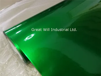 Läikiv Metallik Roheline Vinüül Wrap Kile Õhu Mull Vaba Pearl Roheline Läikiv Candy Auto Kiletamine Kleebis 1.52*20M/Rull