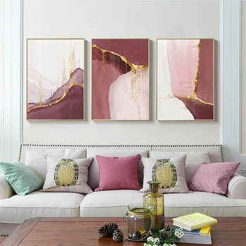 Maalid Seina Art Lõuend Abstraktset Roosa Kuld Ilus Armas Modulaarne Pilt HD Printida Plakateid Nr Raam elutuba Home Decor