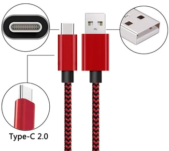MAXCURY USB 2.0 Type C Kaabel, Kiire Laadimine Põimitud Andmete Line Samsung Galaxy S10 S9 S8 Lisa 9 8 A40 A50 A70 M30s Xiaomi