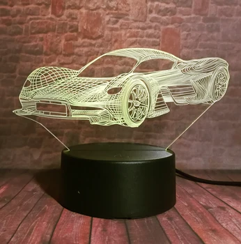 Mees on Lahe Kaasaegne Ferrari Auto Creative 3D-Võidusõiduautode Öö Valguses 7 Värvi Muuta Remote 3D Optical Illusion Poiste Tuba Decor