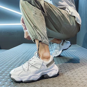 Meeste kingad Springblade töötab vabaaja jalatsid skaala spordijalatsid meeste paksu paksu põhjaga jooksvad kingad pitsiga vulkaniseeritud kingad