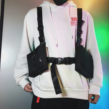 Meeste Taktikaline topelt swat kott Chest Rig Kott Reguleeritav Vest Kanye West Hip-Hop Streetwear Meeste Funktsionaalne Talje Pakki Kotis