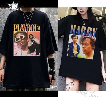 Meeste Tshirt Unisex Rap Tupac Playboi Mahla Wrld Lil Peep Lühikese Varrukaga T-Särk Hip-Hop Streetwear Casual T-särgid Harry Stiili