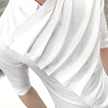 Meeste ööklubi DJ laulja seksikas ebaregulaarne disain särgid hiphop punk rock pluus meeste must valge korea slim fit riided 2018