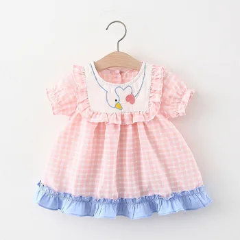 Melario Baby Girl Dress Uusi Suvel Teise Lapse Kleidid Magus Luik Tikandid Lapsed Riided Lastele Ruuduline Infrant Riided