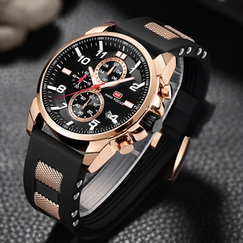 MINI FOOKUS - Relojes de la marca de moda relojes de cuarzo mitteläbilaskva noctilucent silicona pulsera para los hombres