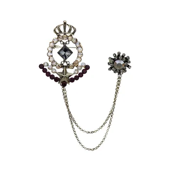 Moe-Vintage Pross Kroon Ehted Luxury Crystal Pearl Rhinestone Tutt Kett Prossid Naiste Kampsun, Ülikond Pin Tarvikud