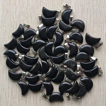Mood hea kvaliteediga naturaalne must Obsidian Kivi moon kuju võlu ripatsid DIY ehted tegemise Hulgi-50tk tasuta shipping
