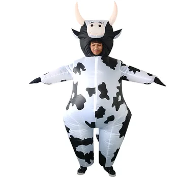 Multikas Loomade Piima Lehma Täispuhutav Kostüüm Naine Meeste Maskott Pool Näita Nukk Halloween Cosplay Kostüüm Kleit Üles Riided Riided