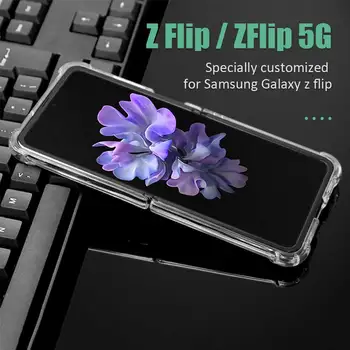 Murra puhul Samsung Z Klapp 5G Turvapadi Külglibisemise Kuulu Silikoon Selge Capas Pehme TPU Telefon Caso Hõlmab Armas Roheline Konn