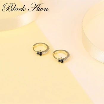 Must Ohe Uus Klassikaline 925 Sterling Silver Ring Must Trendikas Spinel Kaasamine Hoop Kõrvarõngad Naistele Trahvi Ehteid Bijoux I166