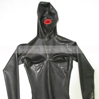 Must Seksikas Naine Lateksist Catsuit koos Kondoomidega Täielikult Katta Bodysuit Zentai 3D Rinnal S-LC194