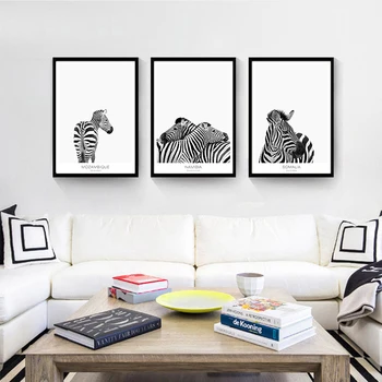 Must Valge Loomade Sebra Pilt Home Decor Põhjamaade Lõuendile Maali Elutoas, Magamistoas Seina Art Prindi Plakat Minimalistlik Maali