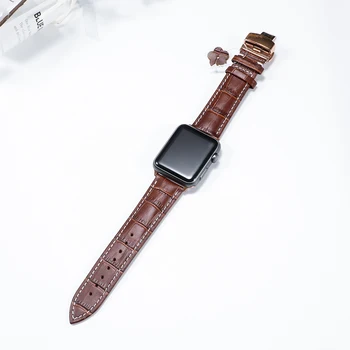Nahast rihm Apple watch band 44 mm 38mm Iwatch 5 4 3 correa apple vaadata 42mm 40mm Liblikas lukk käevõru watchband vöö