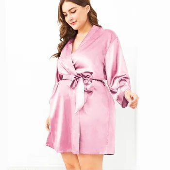 Naiste Mood Pluss Suurus Imitatsioon Silk kikilips Bandgown Naiste Vöö-seotud Nightgowns Sleepwear