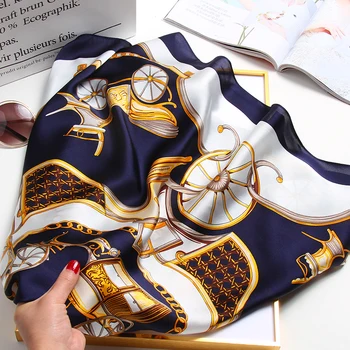 Naiste Reaalne Silk Ruudukujuline Sall 2021 Luksus Prindi Headscarf Hangzhou Pure Silk Suured Ruudukujulised pea-ja Kaelarätikud Sall Daamidele 88*88cm